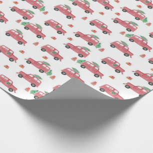 Red Jeep Christmas Watercolor Wrapping Paper Geschenkpapier