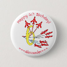 Red Jet Flugzeug 6. Geburtstag Abzeichen