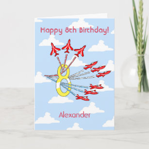 Red Jet Flugzeug - 8. (Blue Sky) Geburtstagskarte Karte
