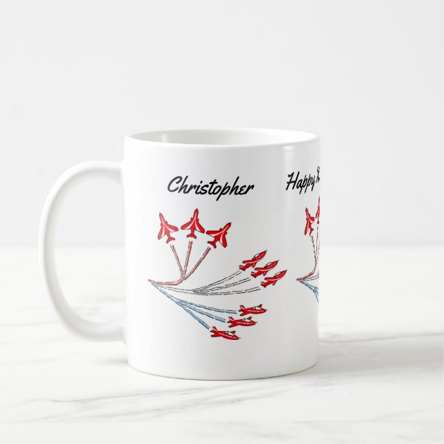 Red Jet Flugzeug Geburtstag Kaffee Tasse (Links)