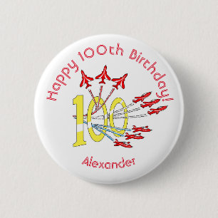 Red Jet Flugzeuge - 100. Geburtstag Abzeichen Button