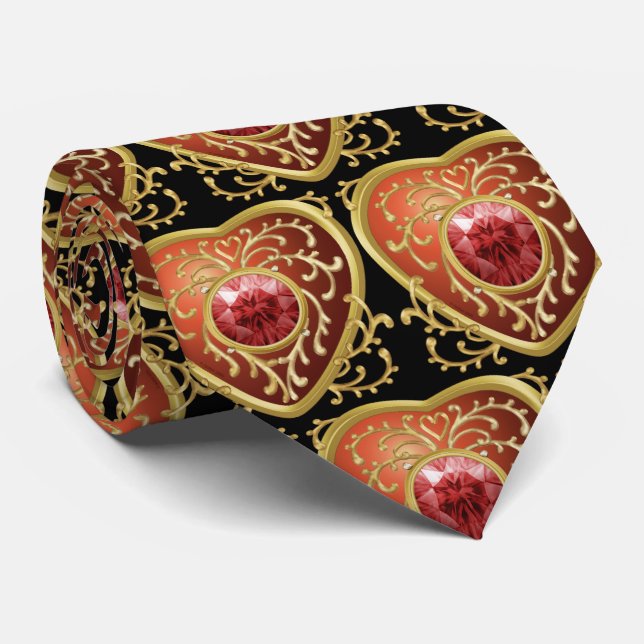 Red Jewel Fairy Heart Krawatte (Gerollt)