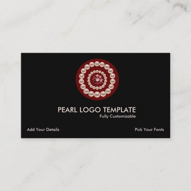 Red Jewel & Pearls Logo - White Cultured Pearls Visitenkarte (Vorderseite)