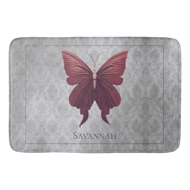 Red Jeweled Butterfly Badematte (Vorderseite)
