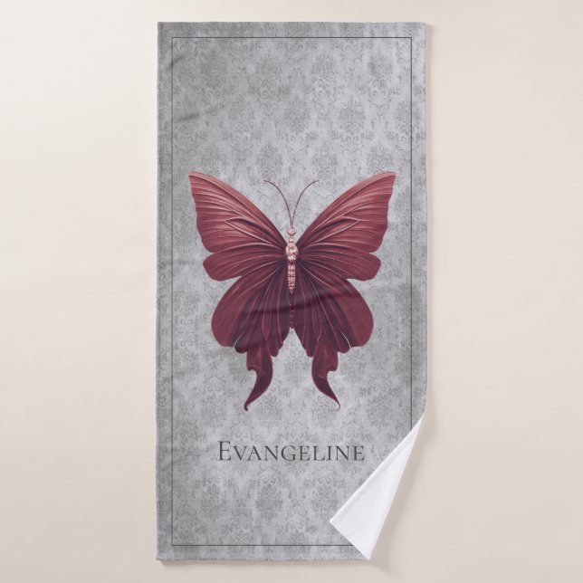 Red Jeweled Butterfly Badhandtuch Set (Badehandtuch)