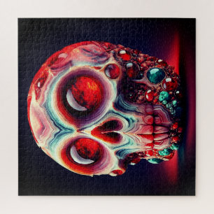 Red Jeweled Geode Skull Puzzle