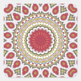 Red Jewels Mosaic Geometric Design Quadratischer Aufkleber