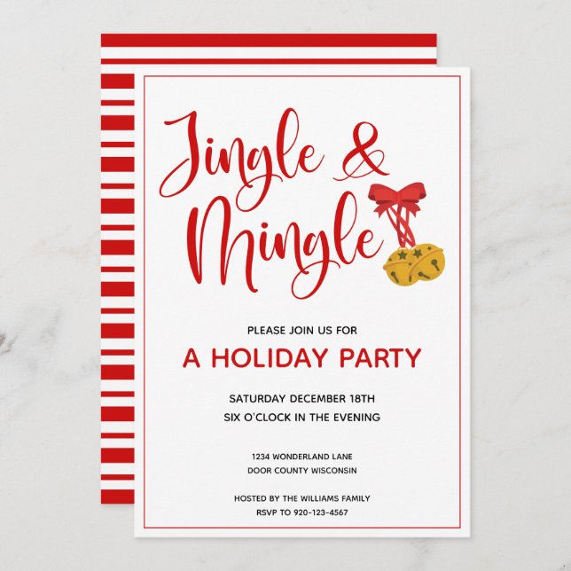 Red Jingle und Mingle Holiday Party Einladung (Vorne/Hinten)