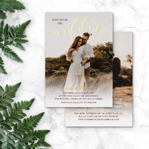 Red Jos Gold Script Foto Doppelseitige Hochzeit Folieneinladung