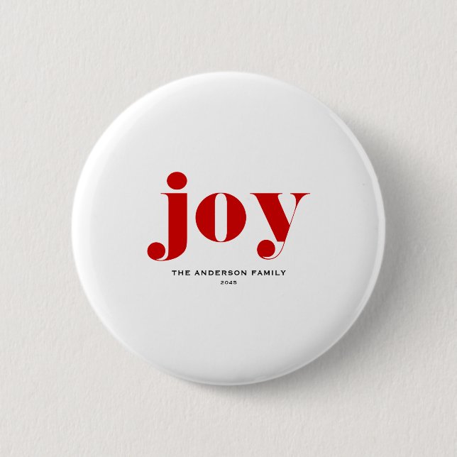 Red Joy Bold Tygraphy Modern Christmas  Button (Vorderseite)