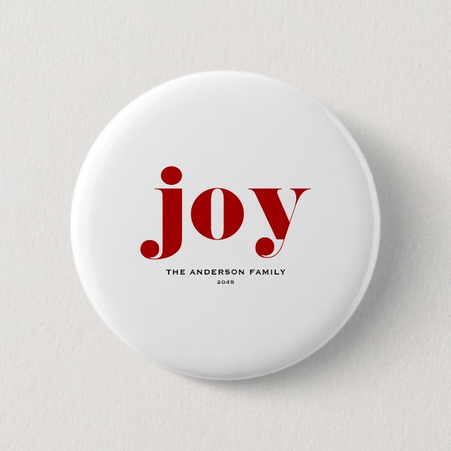 Red Joy Bold Tygraphy Modern Christmas  Button (Vorderseite)
