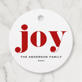Red JOY Bold Typografy Moderne Weihnachten Geschenkanhänger