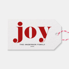 Red JOY Bold Typografy Moderne Weihnachten Geschenkanhänger