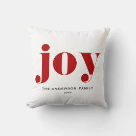 Red JOY Bold Typografy Moderne Weihnachten Kissen