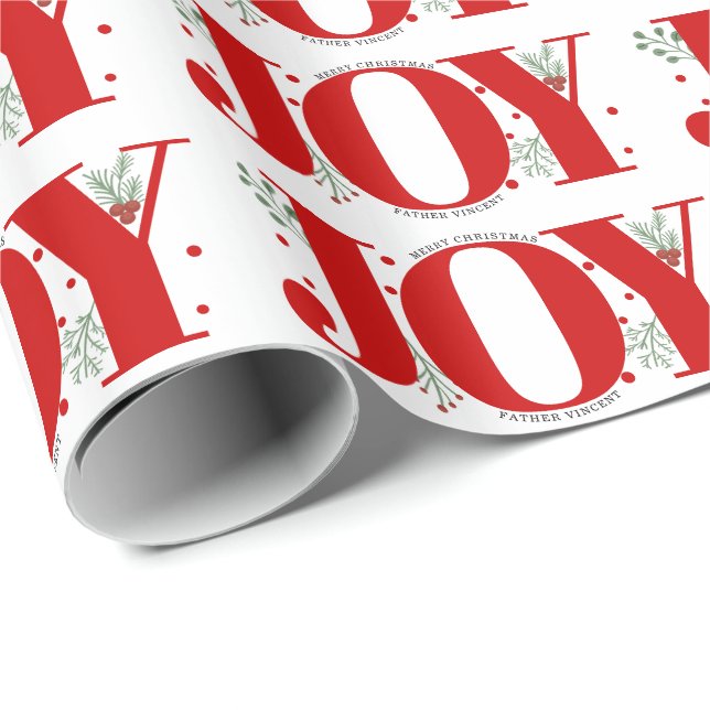 Red JOY Frohe Weihnachtsanfrage Geschenkpapier (Rolleneckpunkt)