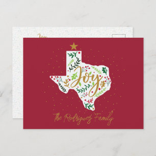 Red Joy Holiday Blätter Texas Shape Postkarte