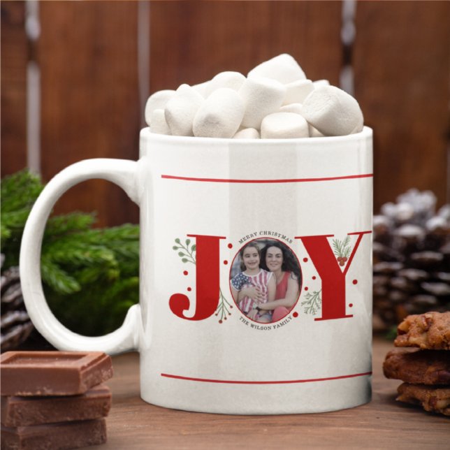 Red Joy mit Beeren Weihnachts-Foto Kaffeetasse (Von Creator hochgeladen)