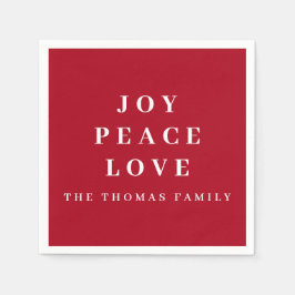 Red Joy Peace Liebe Minimaler Name der Weihnachtsf Serviette