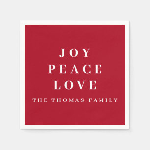 Red Joy Peace Liebe Minimaler Name der Weihnachtsf Serviette