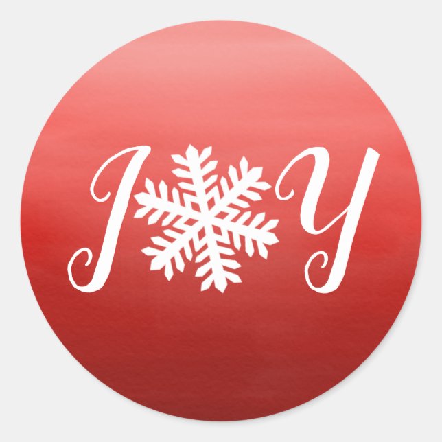 Red Joy Snowflake Classic Round Sticker (Vorderseite)