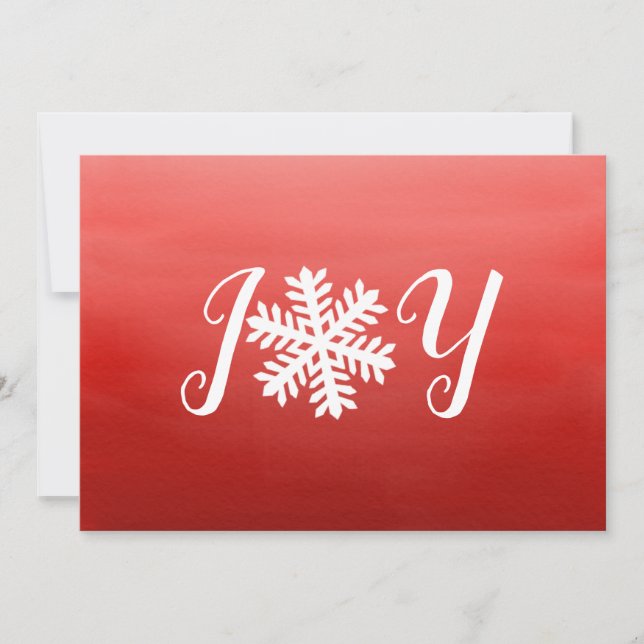 Red Joy Snowflake Holiday Card Feiertagskarte (Vorderseite)