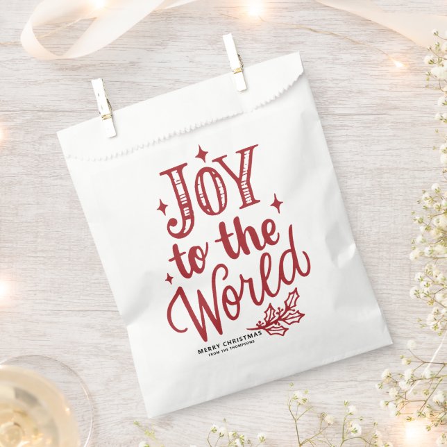 Red Joy to the World Christmas Lettering Geschenktütchen (Ausgeschnitten)