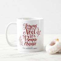 Red Joyeux Noël und Bonne Année Calligraphy