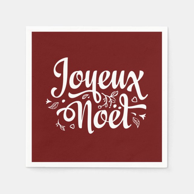 Red Joyeux Weihnachten Serviette (Vorderseite)