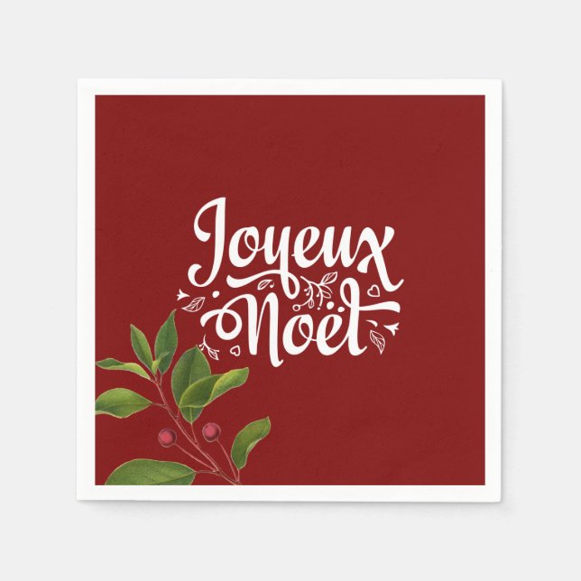 Red Joyeux Weihnachten Serviette (Vorderseite)