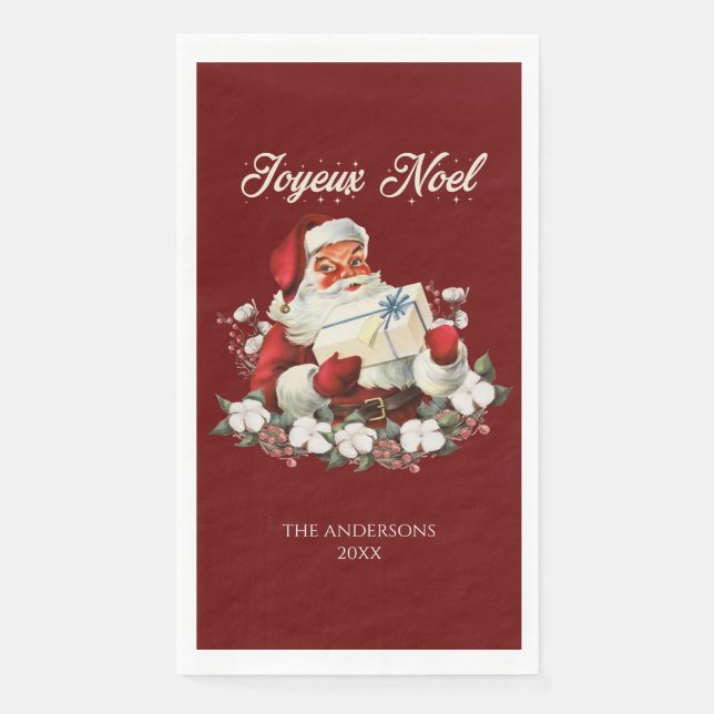 Red Joyeux Weihnachten Serviette (Vorderseite)