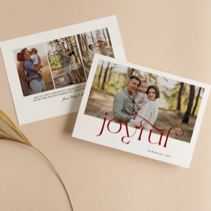 Red Joyful Modern Typografy Foto Feiertagskarte