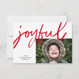 Red Joyful typography Modern Christmas Foto Karte