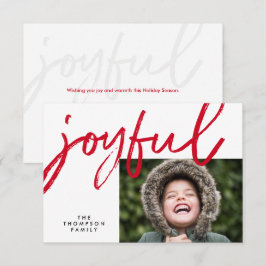 Red Joyful typography Modern Christmas Foto Karte