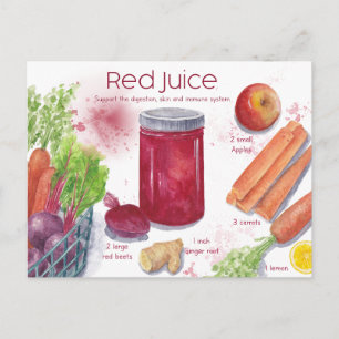Red Juice Recipe Postcard Postkarte