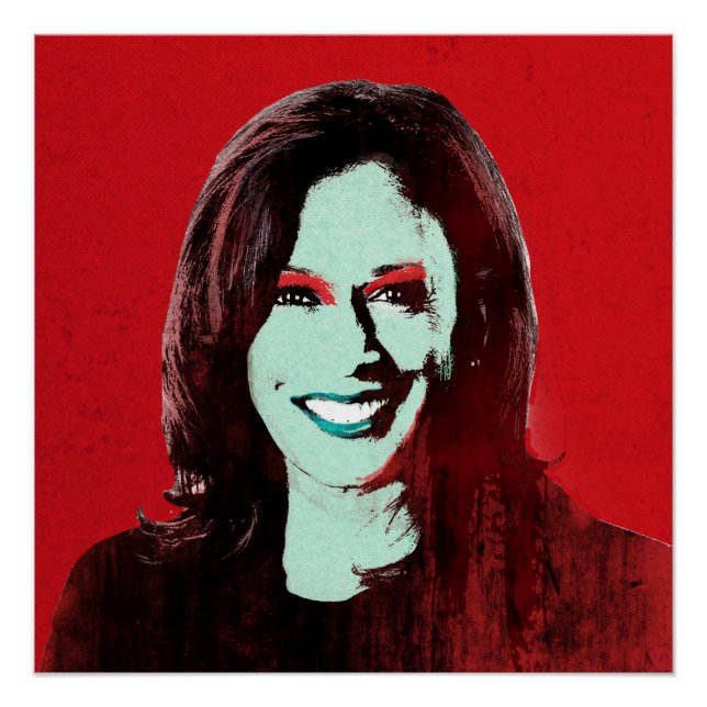 Red Kamala Harris Pop Art Poster (Vorderseite)
