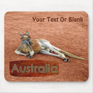 Red Kangaroo in Slouch Hat Mousepad