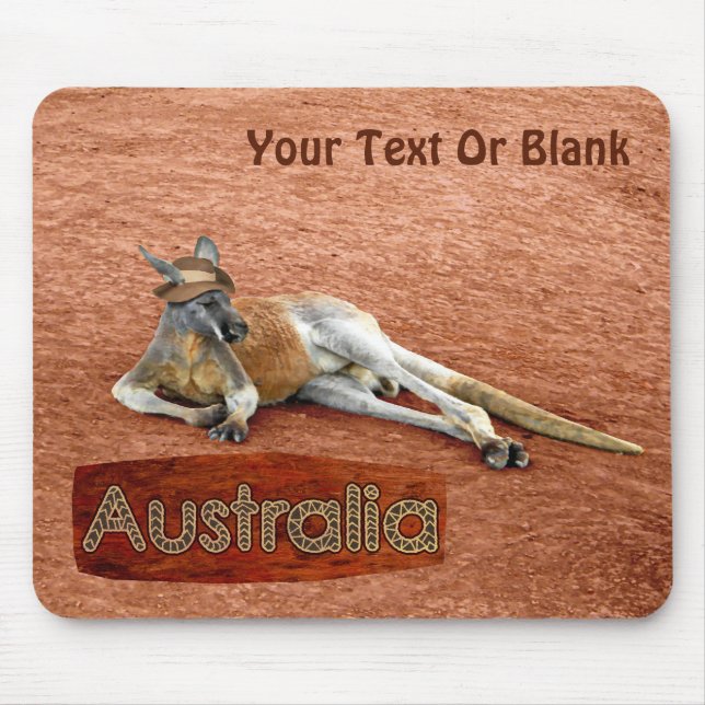 Red Kangaroo in Slouch Hat Mousepad (Vorne)