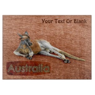 Red Kangaroo in Slouch Hat Schneidebrett