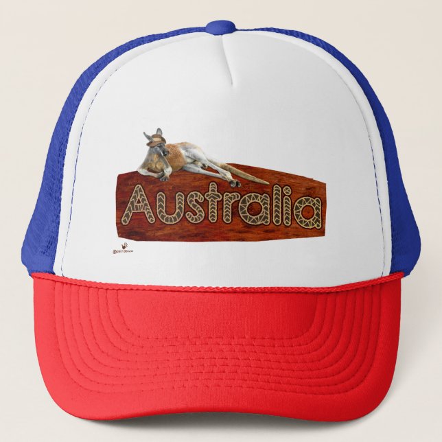 Red Kangaroo in Slouch Hat Truckerkappe (Vorderseite)
