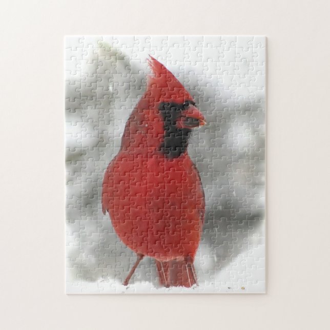 Red Kardinal Bird Animal Puzzle (Vertikal)
