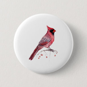 Red Kardinal Bird Button