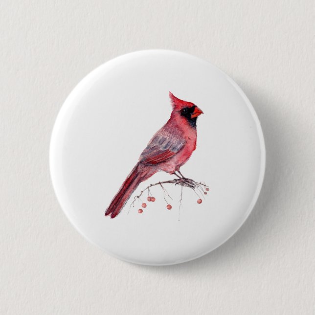 Red Kardinal Bird Button (Vorderseite)