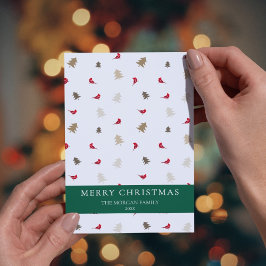 Red Kardinal Bird Christmas Card Moderne Pine Tree Feiertagskarte