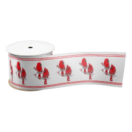 Red Kardinal Bird Christmas Ribbon Satinband