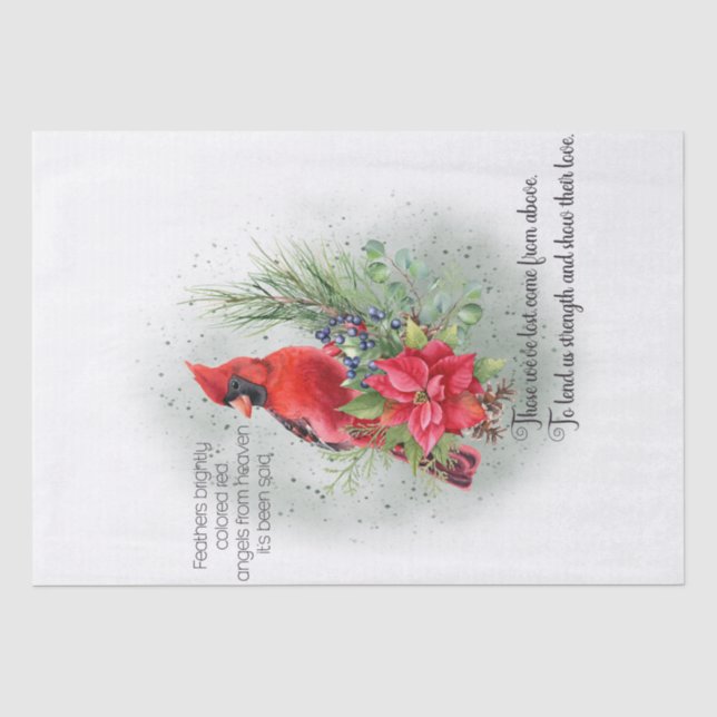 Red Kardinal Bird Erinnern Sie Sprichwort Seidenpapier (Vorderseite)