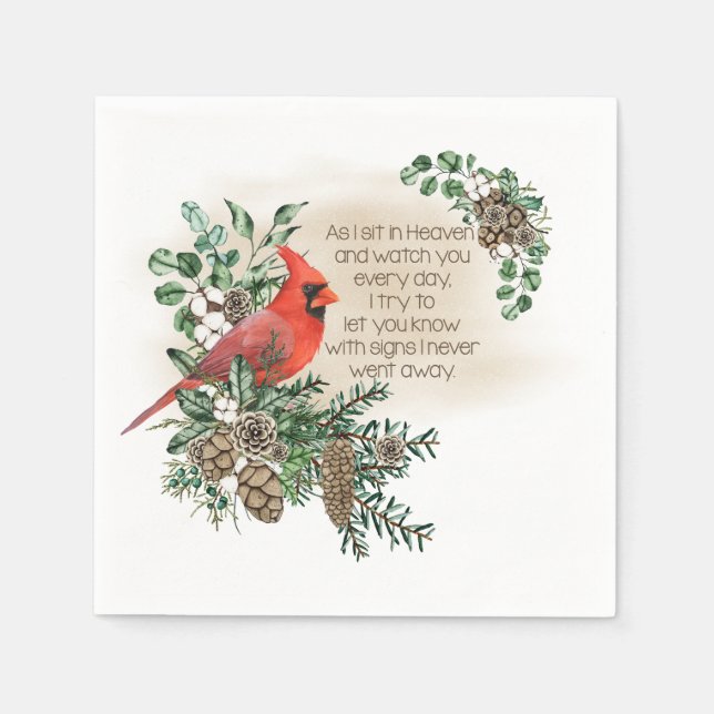 Red Kardinal Bird Erinnern Sie Sprichwort Serviette (Vorderseite)
