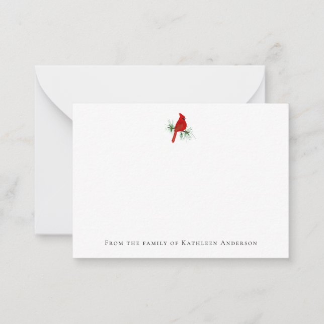 Red Kardinal Bird Funerbital Mitteilungskarte (Vorderseite)