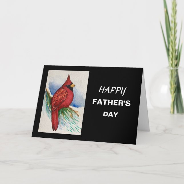 Red Kardinal Bird Happy Vatertag Card Karte (Vorderseite)