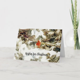 Red Kardinal Bird in Snow Branches Weihnachten Karte