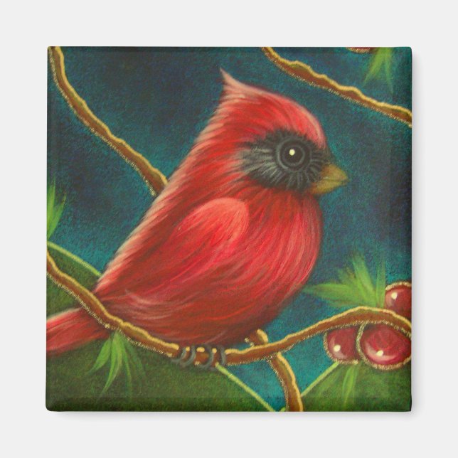 RED KARDINAL BIRD MAGNET (Vorne)